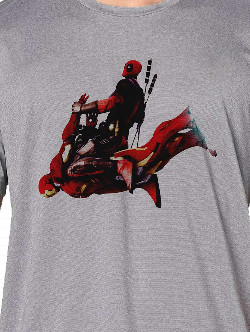 men grey round neck regular fit t-shirt - 21842862 -  Standard Image - 3