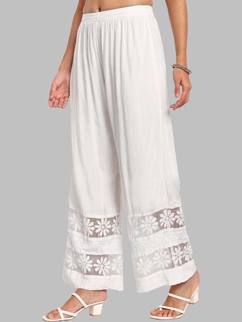women embroidered hem straight palazzo - 21842873 -  Standard Image - 0