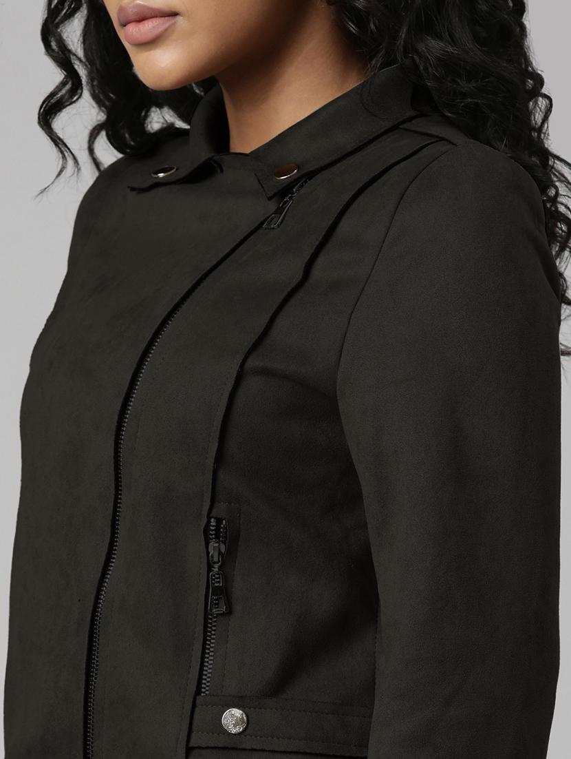 women solid long sleeves regular jacket - 21842904 - Standard Image - 3