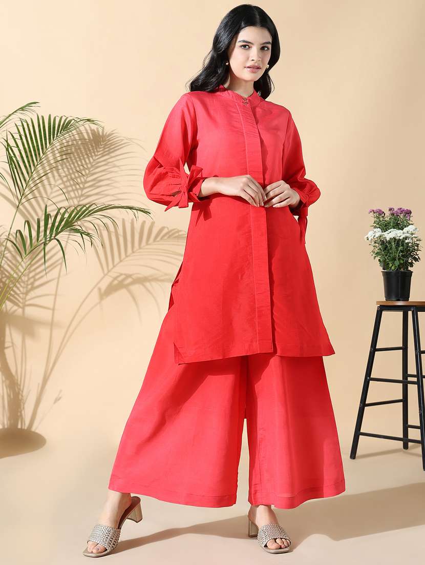 women red long sleeve kurta palazzo set - 21842926 -  Zoom Image - 0