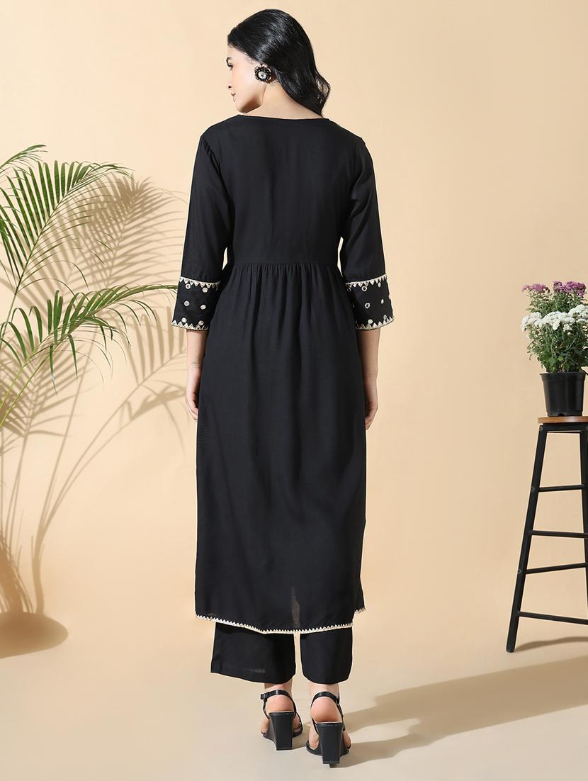 women black embroidered top pants set with jacket - 21842931 - Standard Image - 3