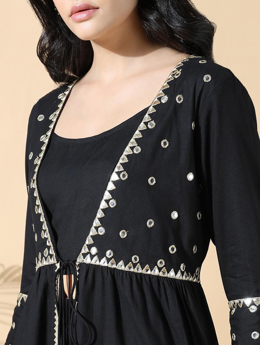 women black embroidered top pants set with jacket - 21842931 - Standard Image - 5