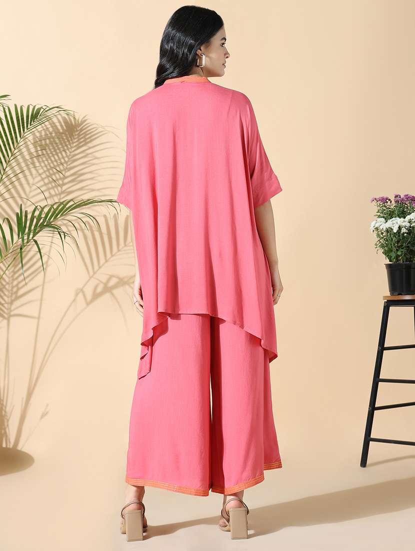 women pink embroidered kurta palazzo set  - 21842934 -  Standard Image - 3