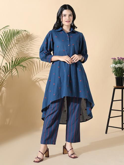 women self design three quarter sleeve kurta pant set - 21842944 - Standard Image - 0