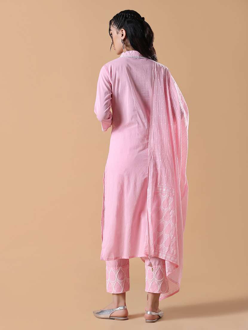 women three quarter sleeve kurta pant with dupatta set - 21842949 -  Standard Image - 3