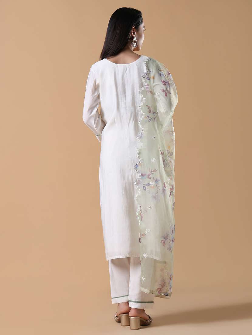 women three quarter sleeve kurta pant with dupatta set - 21842970 -  Standard Image - 3