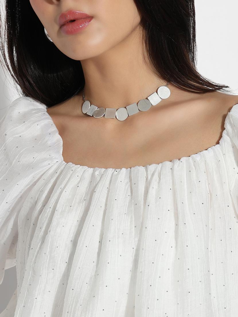 women embellished puff sleeves blouson top - 21842994 - Standard Image - 5