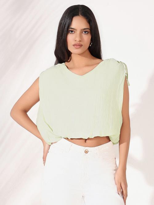 women solid sleeveless blouson top - 21843009 -  Standard Image - 0