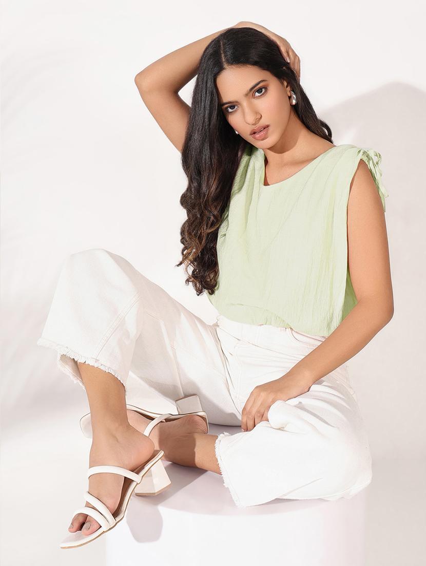 women solid sleeveless blouson top - 21843009 - Standard Image - 5