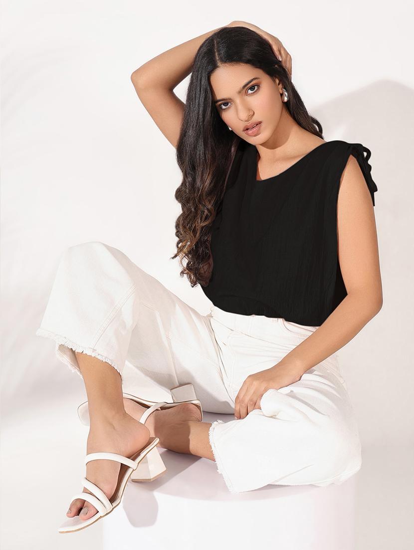 women solid sleeveless blouson top - 21843010 - Standard Image - 3