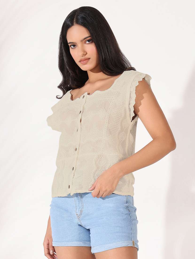 women self designed sleeveless regular top - 21843015 - Standard Image - 3