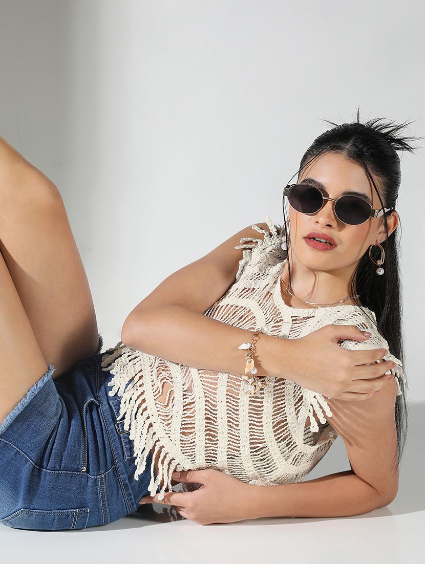 women sleeveless crochet crop top - 21843019 - Standard Image - 5