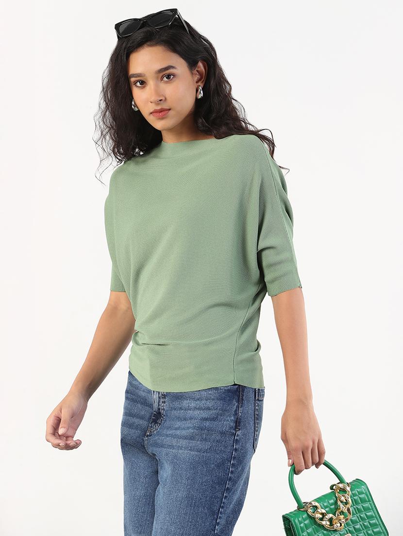 women solid batwing sleeves regular top - 21843030 - Zoom Image - 0