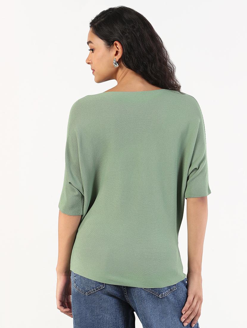 women solid batwing sleeves regular top - 21843030 - Standard Image - 3