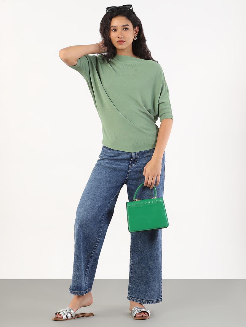 women solid batwing sleeves regular top - 21843030 - Standard Image - 5