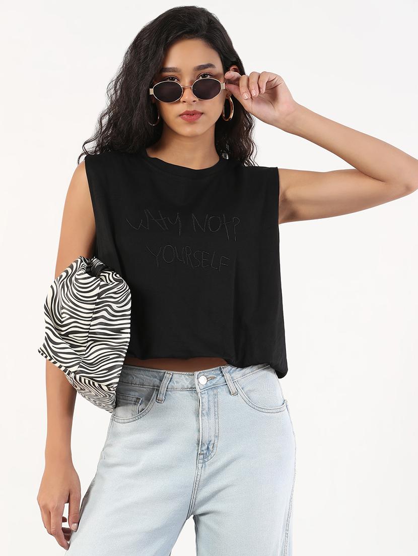 women solid sleeveless blouson top - 21843040 -  Zoom Image - 0