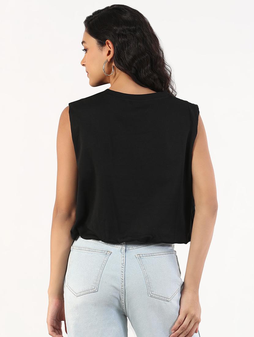 women solid sleeveless blouson top - 21843040 - Standard Image - 3
