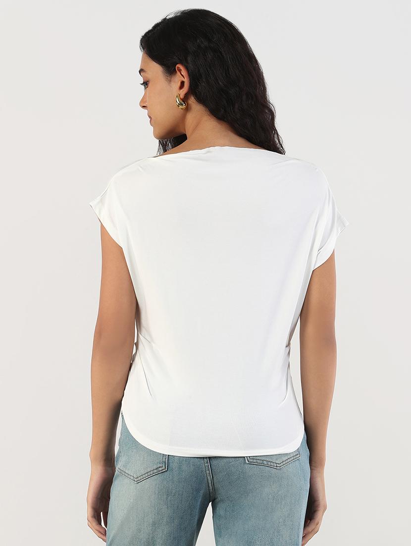 women solid boat neck regular top - 21843042 - Standard Image - 3