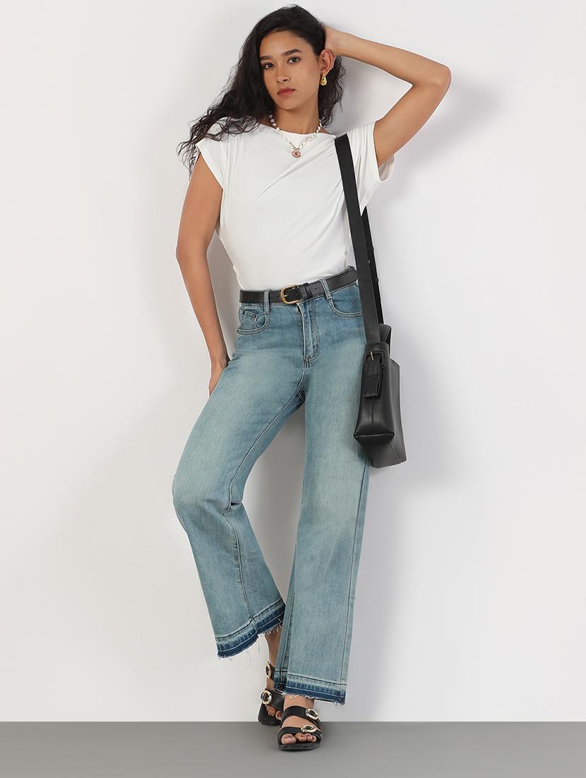women solid boat neck regular top - 21843042 - Standard Image - 5