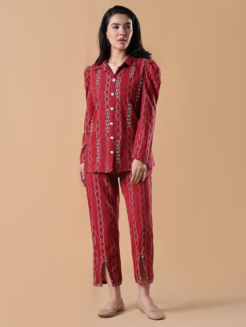women embroidered shirt and trouser co-ord set - 21843050 - Zoom Image - 0