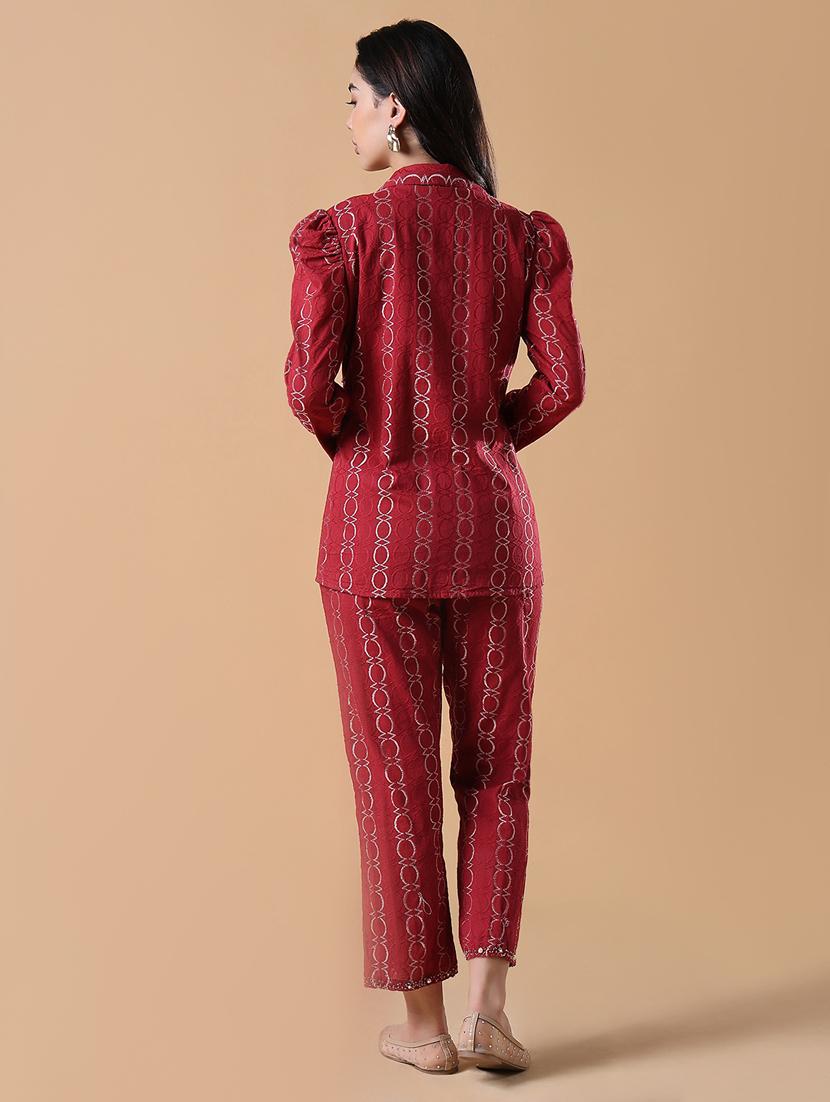 women embroidered shirt and trouser co-ord set - 21843050 - Standard Image - 3