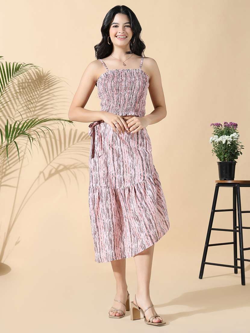 women printed top and skirt co-ord set