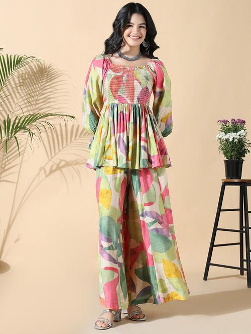 women printed top and trouser co-ord set - 21843062 - Standard Image - 0