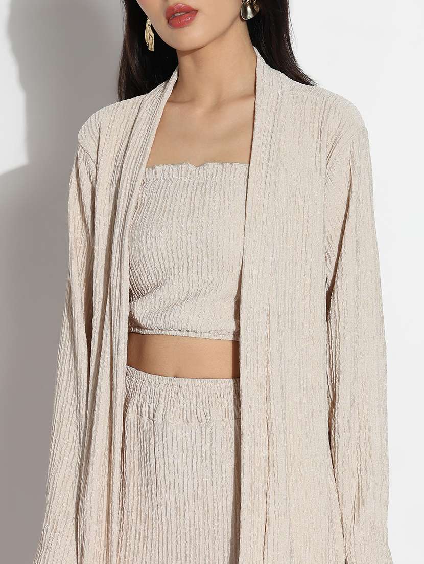 women solid top and trouser with shrug set  - 21843063 -  Standard Image - 5