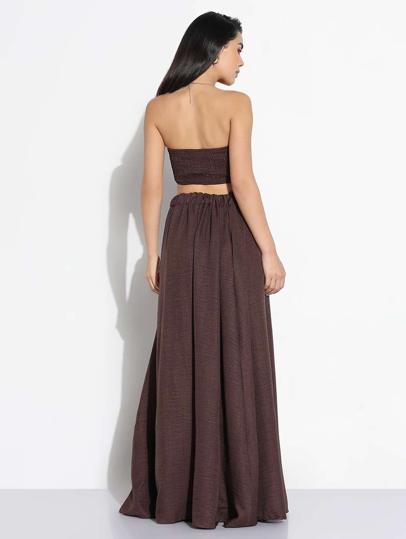 women solid tube top and skirt co-ord set - 21843064 -  Standard Image - 3