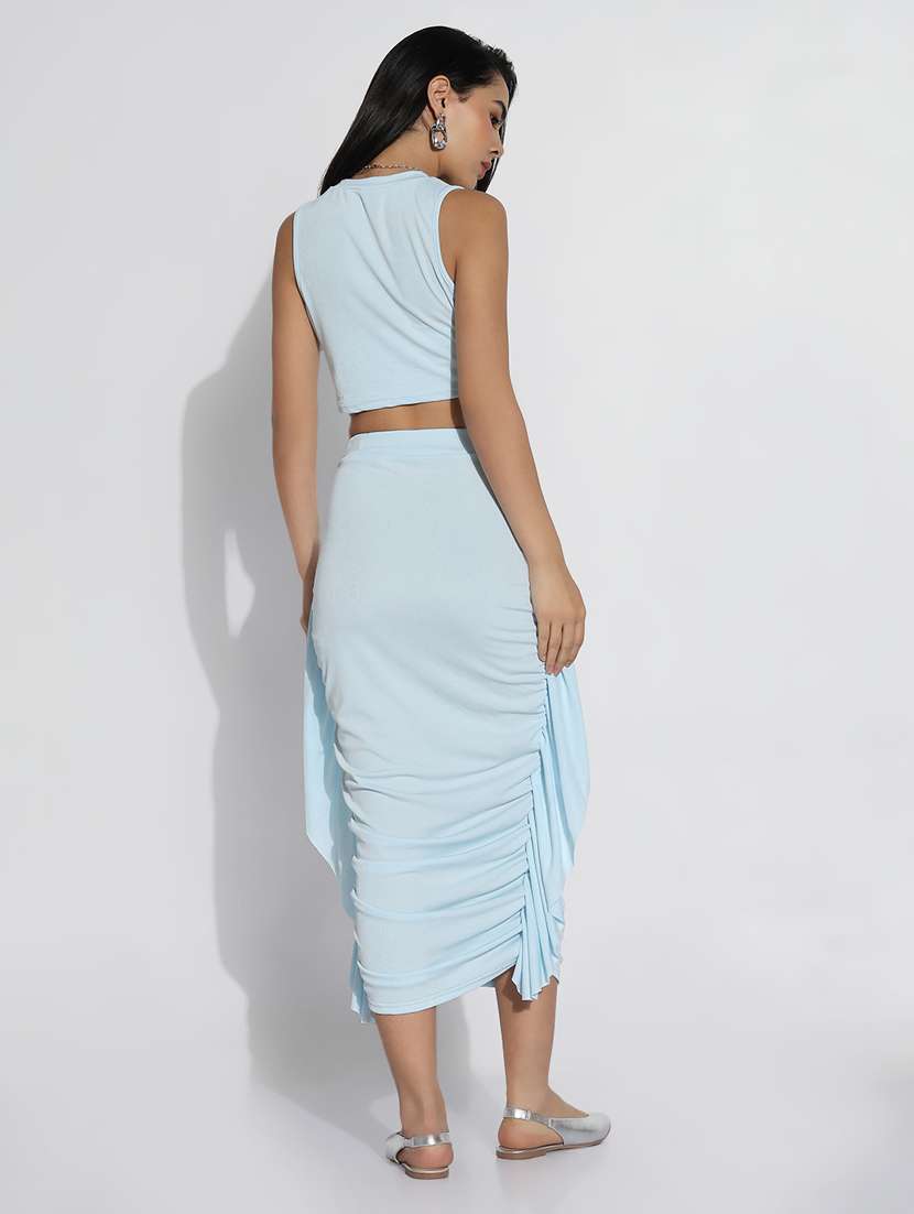 women solid top and skirt co-ord set - 21843068 -  Standard Image - 3