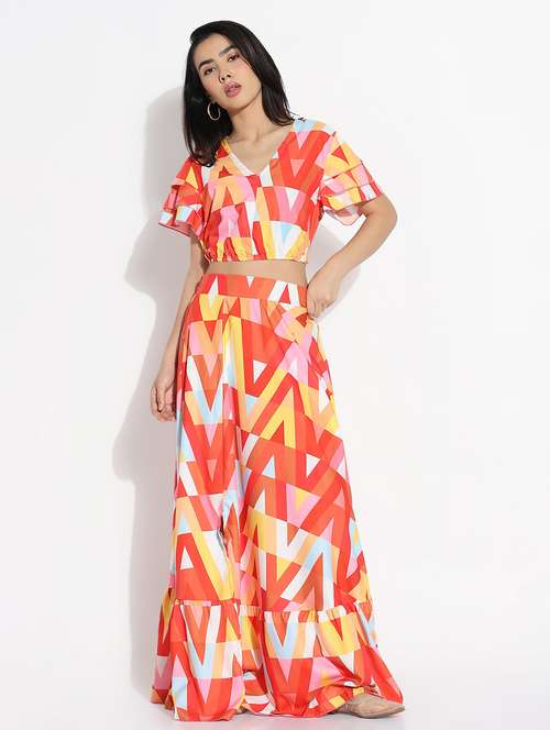 women printed top and skirt co-ord set - 21843074 -  Standard Image - 0
