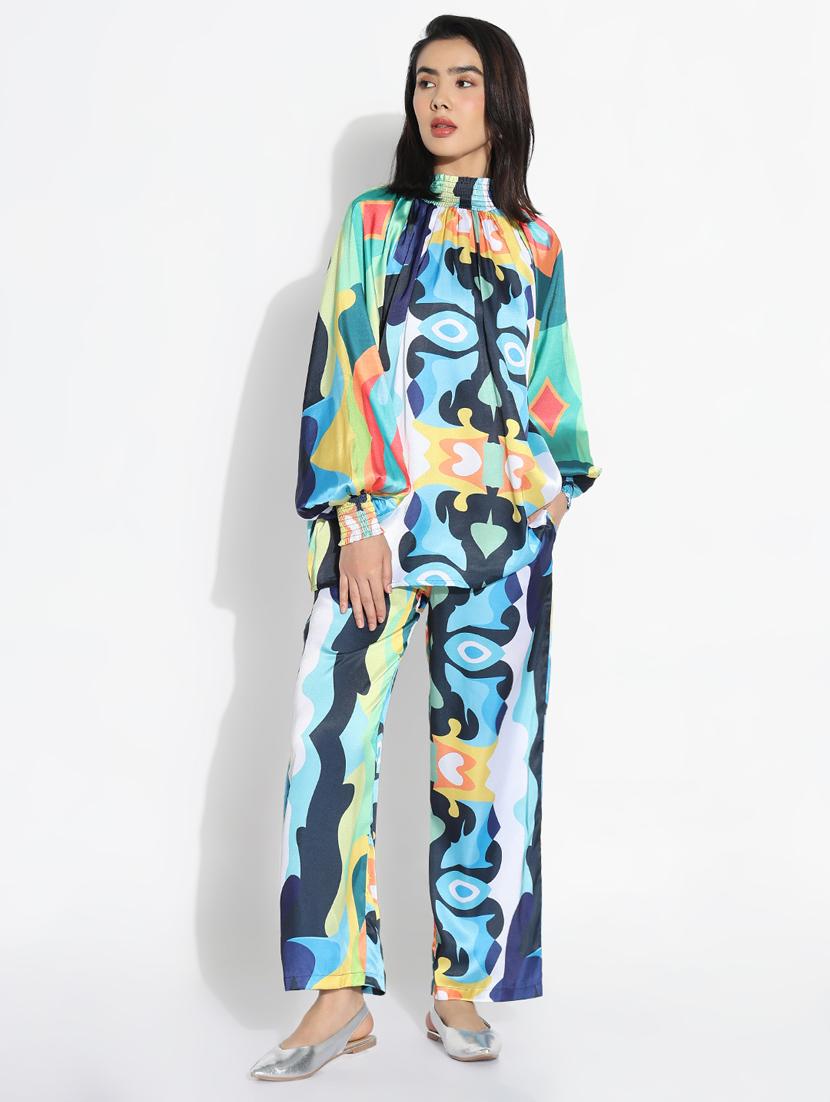 women printed top and trouser co-ord set - 21843077 - Zoom Image - 0