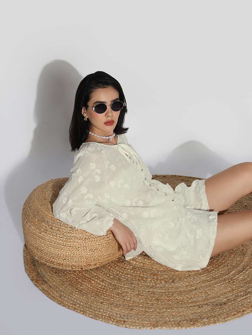 women embroidered top and shorts co-ord set - 21843078 -  Standard Image - 5