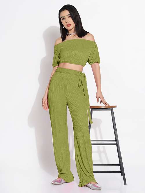 women solid top and trouser co-ord set  - 21843084 -  Standard Image - 0