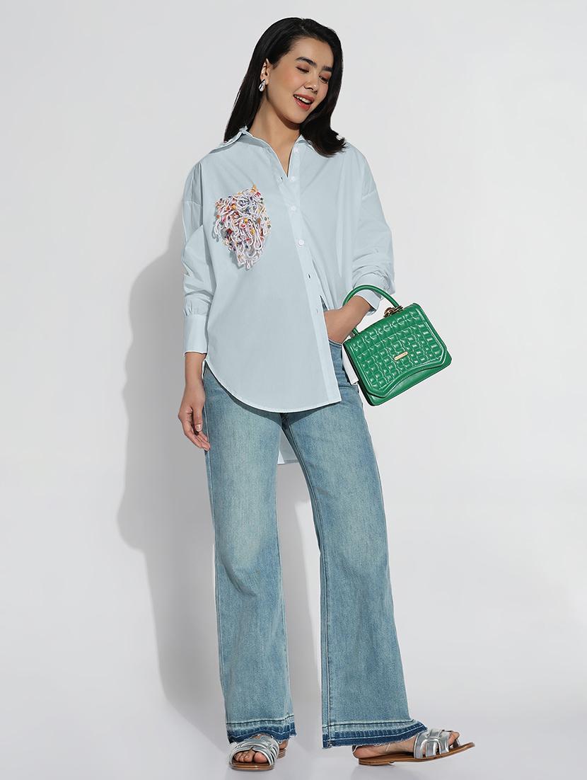 women collared long sleeves oversized shirt - 21843090 - Standard Image - 5