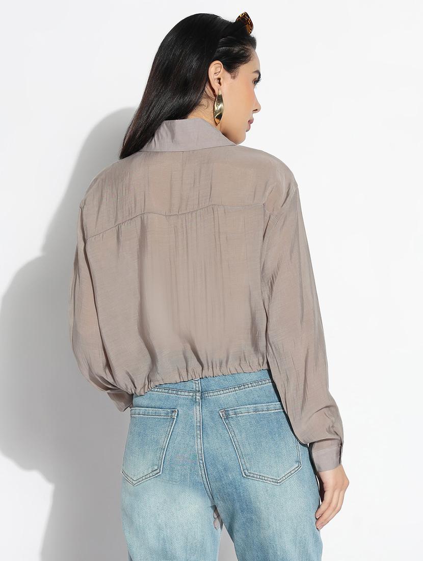 grey chiffon regular shirt - 21843096 - Standard Image - 3