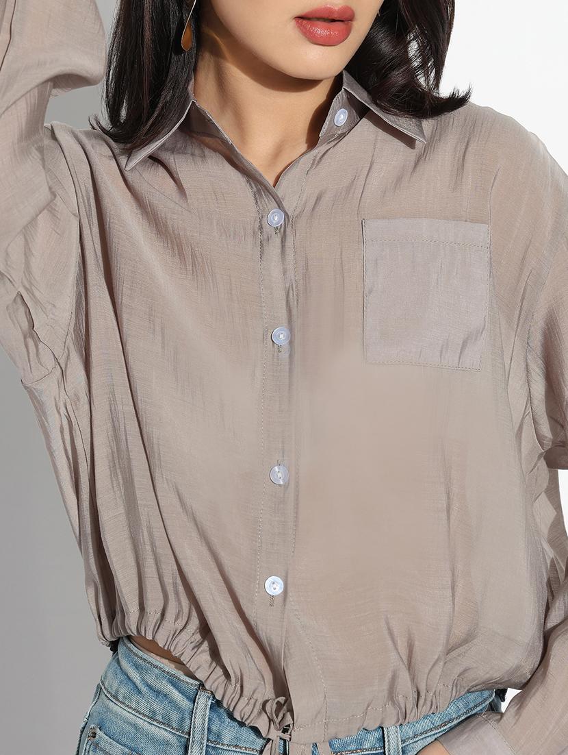 grey chiffon regular shirt - 21843096 - Standard Image - 5