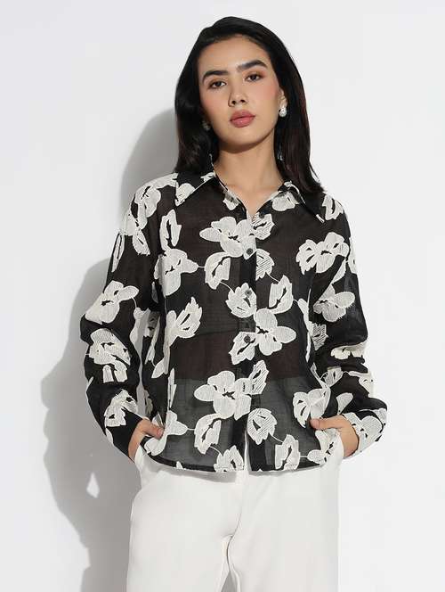 black chiffon regular shirt - 21843098 -  Standard Image - 0