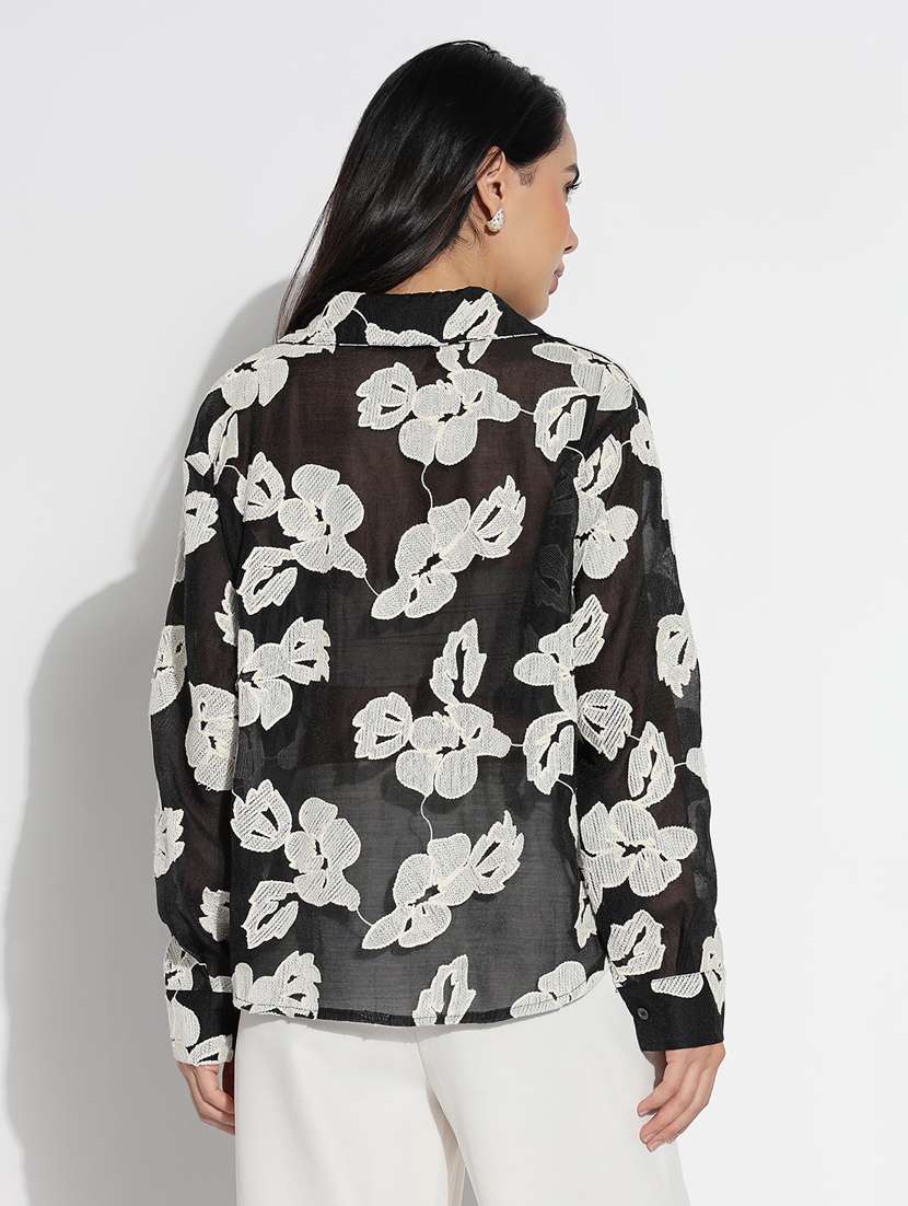 black chiffon regular shirt - 21843098 - Standard Image - 3