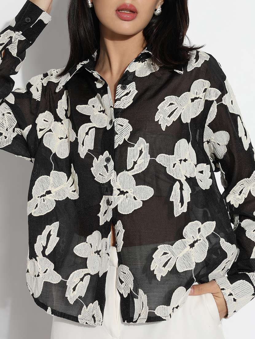 black chiffon regular shirt - 21843098 - Standard Image - 5