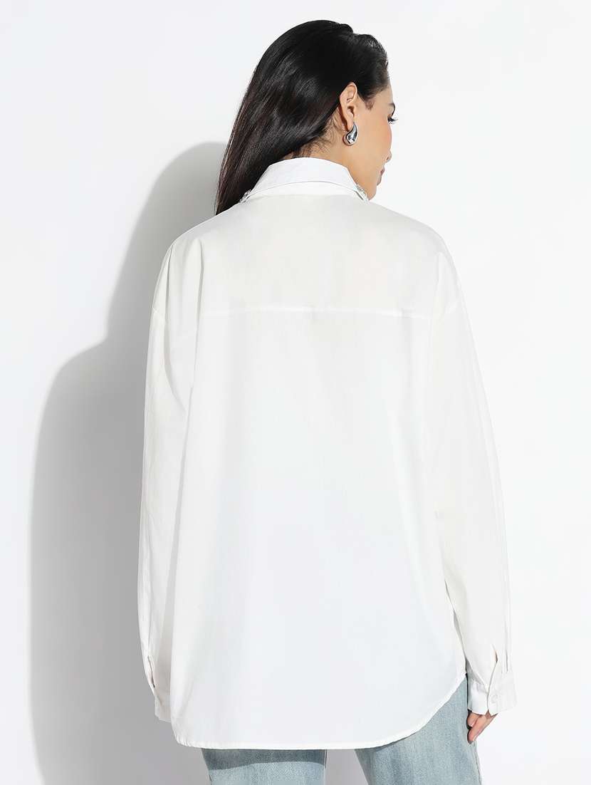 White Cotton Regular Shirt