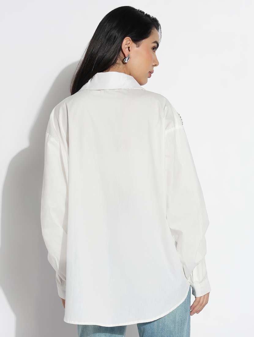 white cotton regular shirt - 21843102 - Standard Image - 3