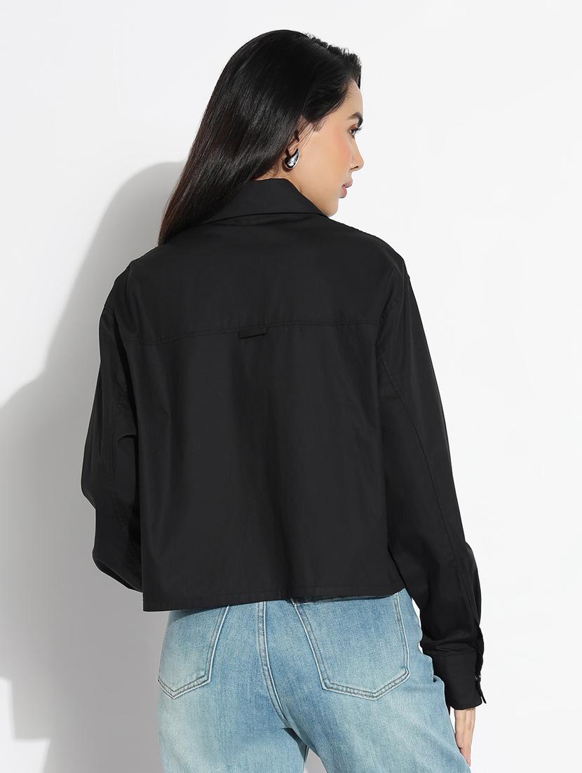 black cotton regular shirt - 21843105 - Standard Image - 3
