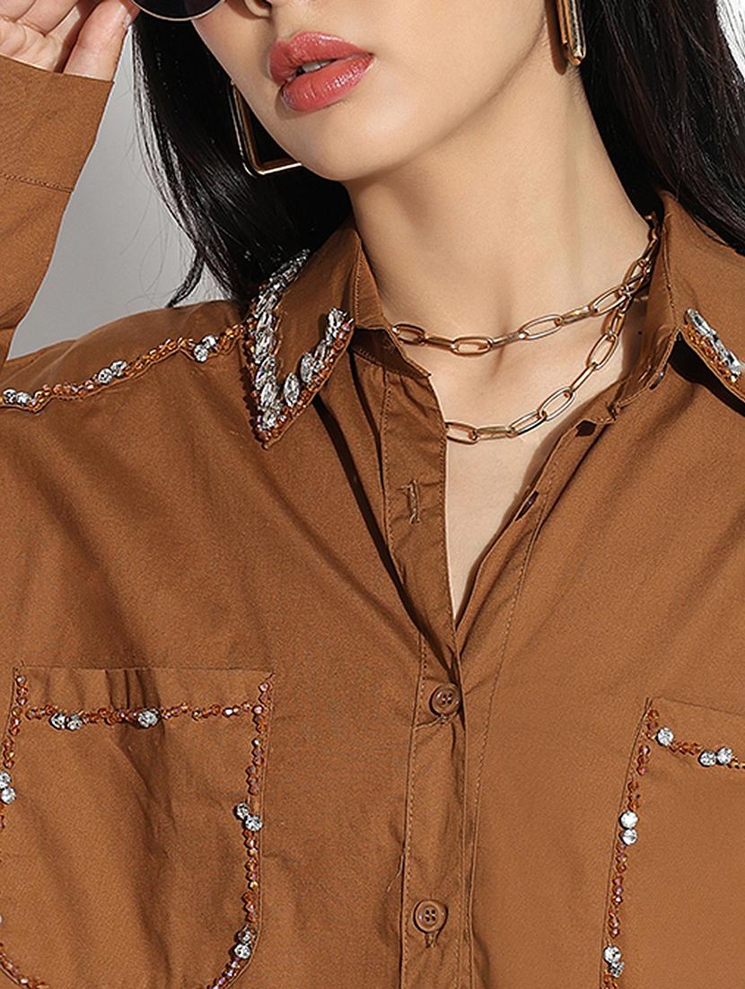 brown cotton regular shirt - 21843107 - Standard Image - 5