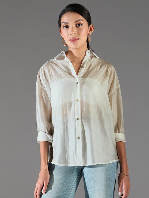 women collared long sleeves high-low shirt - 21843112 - Standard Image - 0