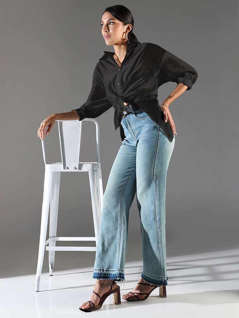 women collared long sleeves high-low shirt - 21843113 -  Standard Image - 5