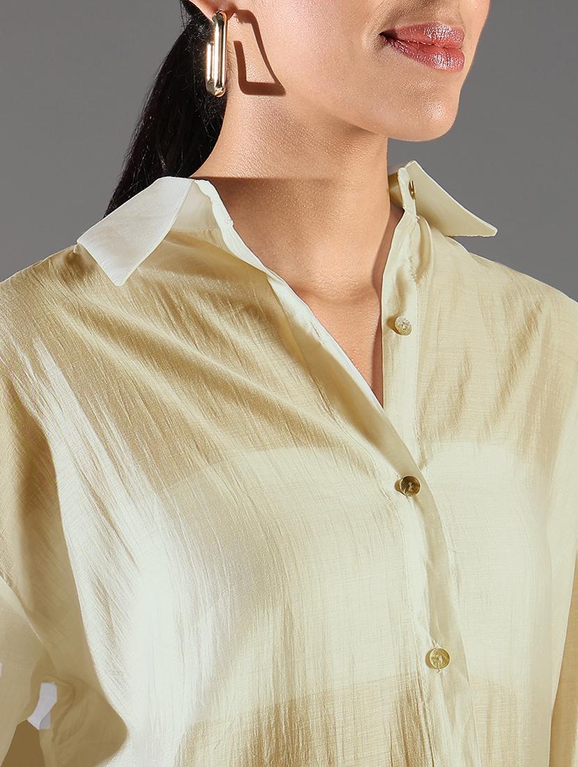 women collared long sleeves high-low shirt - 21843115 - Standard Image - 3