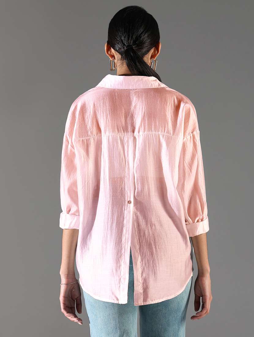 women collared long sleeves high-low shirt - 21843116 -  Standard Image - 3