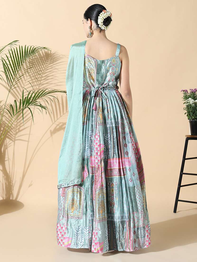 women printed sleeveless kurta pant with dupatta set - 21843142 - Standard Image - 3