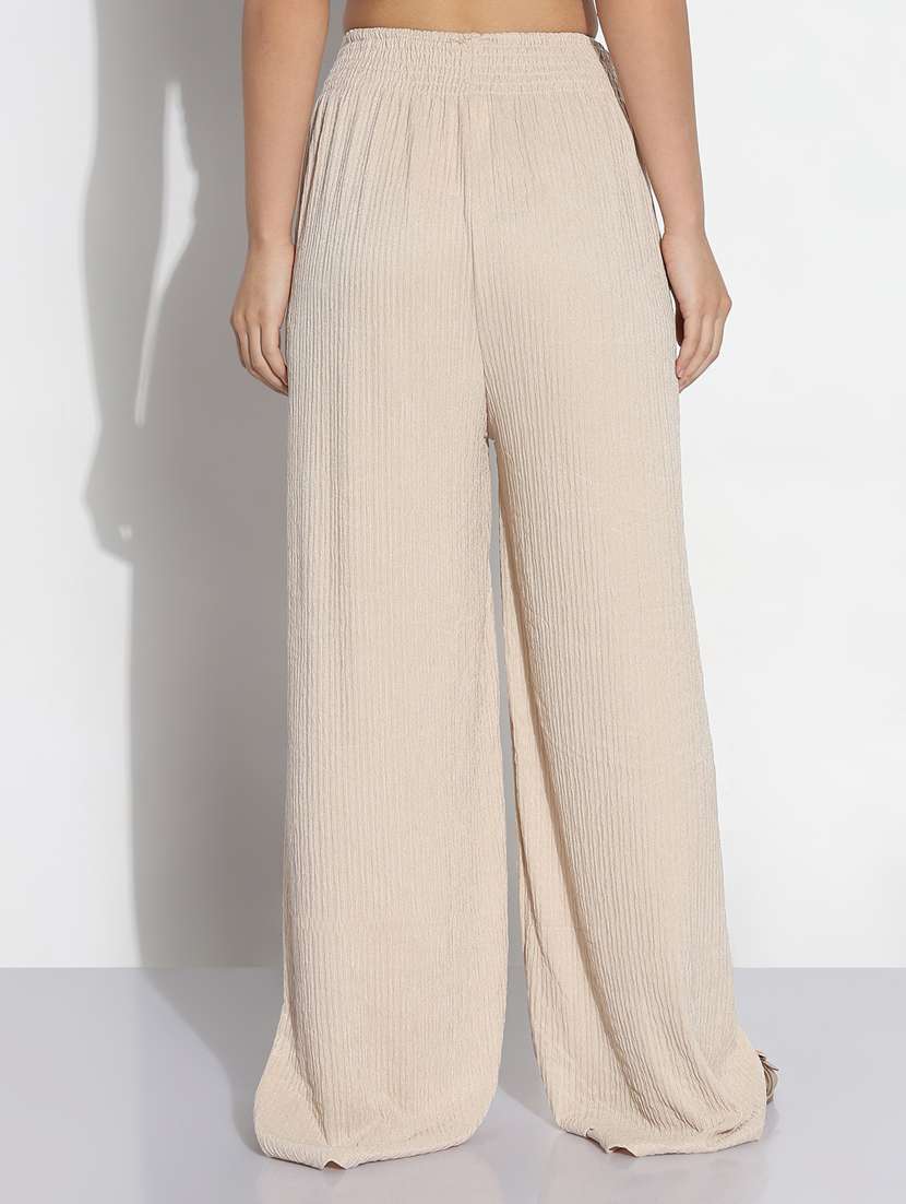women solid high rise straight trouser - 21843149 -  Standard Image - 3